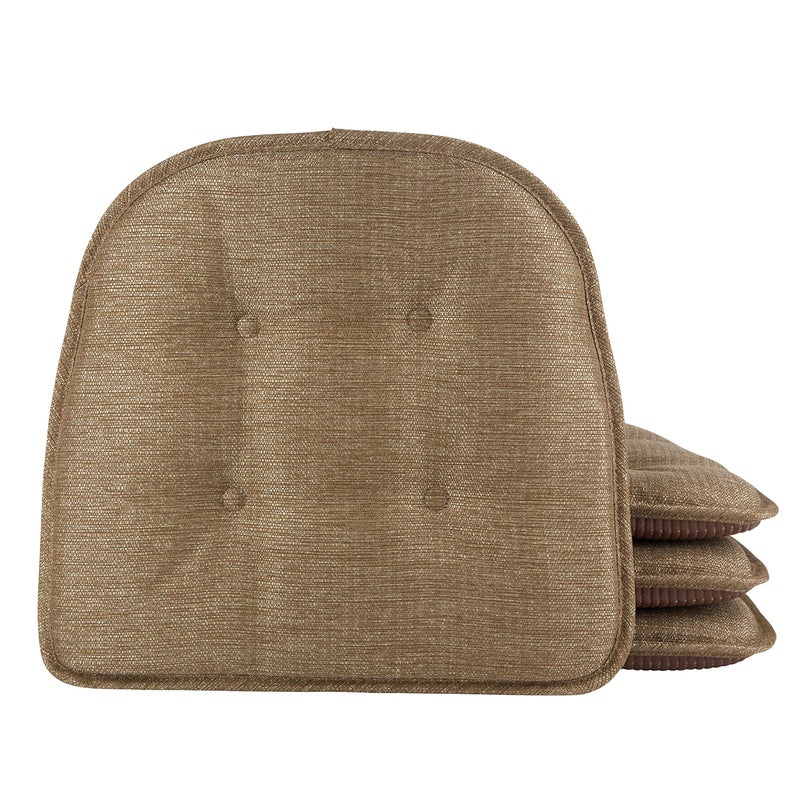 Klear Vu Omega Non-Slip Chair Cushions, Assembled in USA, U-Shaped Skid-Proof Seat Pads for Dining Room, Kitchen, Office, 15"x16", Solid Gold, 4 Pack - Image 1